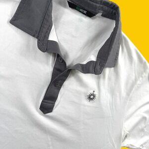 18‎ Greens Polo Shirt Men L White Grey Contrast Golf 2016 Member Athletic
